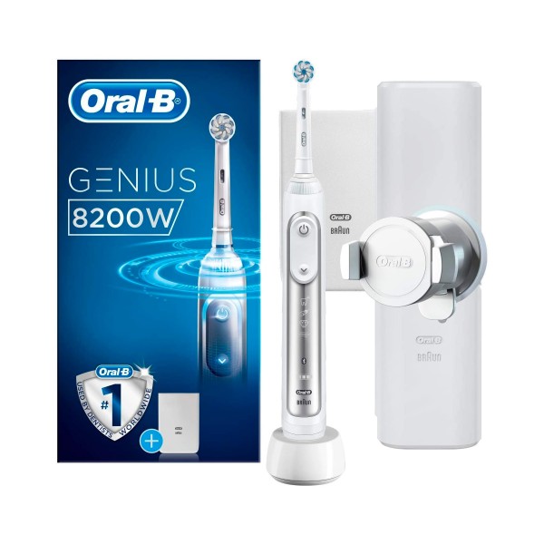 Oral-b genius 8200w cepillo de dientes eléctrico plata con tecnología de braun